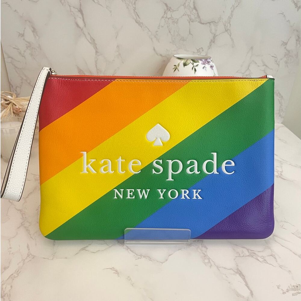 Kate Spade New York Rainbow Large Zip Pouch / Wristlet NWOT